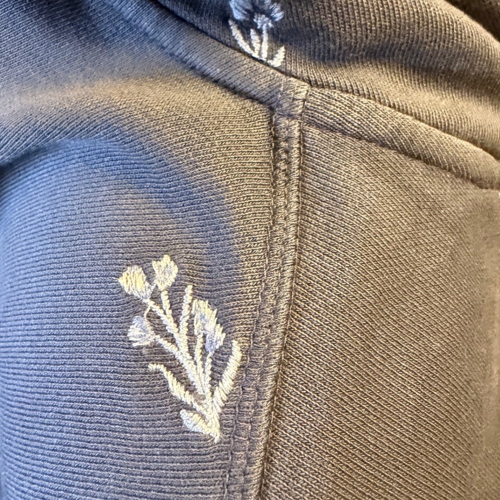 Driftwood Floral Embroidered Zip Hoodie Blue 100% Cotton Size L - Picture 6 of 15